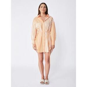 Ena Pelly Bree Cotton Shirt Dress - Melon Stripe - Size 6